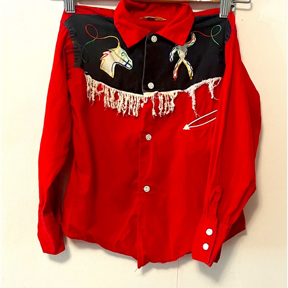 Kids Halloween Costume Vintage Cowboy/Western Button up shirt. Great details!